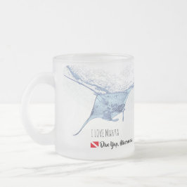 Manta ray silhouette frostat glaskaffe mugg