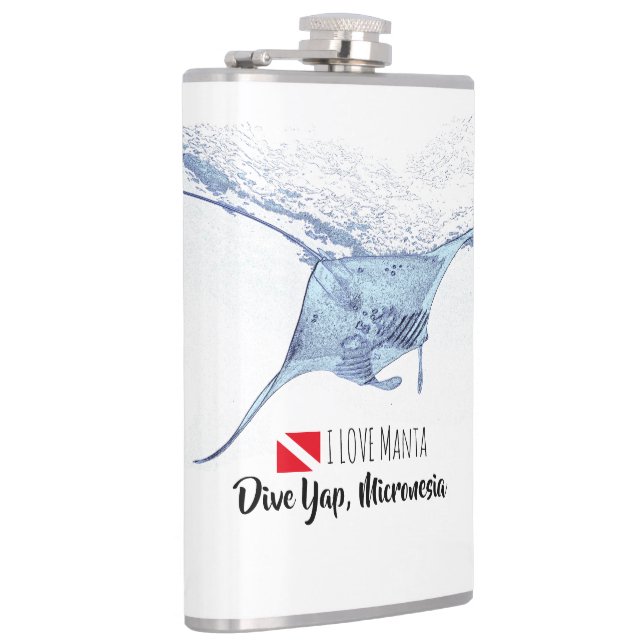 Manta ray silhouette frostat glaskaffe mugg fickplunta (Höger)