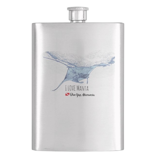 Manta ray silhouette frostat glaskaffe mugg fickplunta (Framsidan)