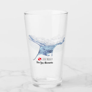 Manta ray silhouette frostat glaskaffe mugg glaskopp