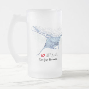 Manta ray silhouette frostat ölglas