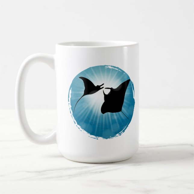 Manta Ray Underwater Aquatic Life Kaffemugg (Vänster)