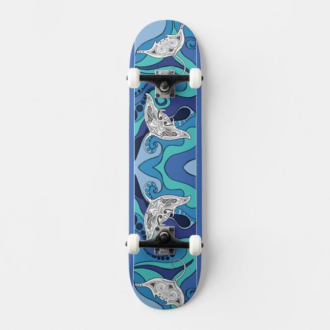 Manta Rays i Paradise Mini Skateboard Bräda 18,5 Cm (Framsida)