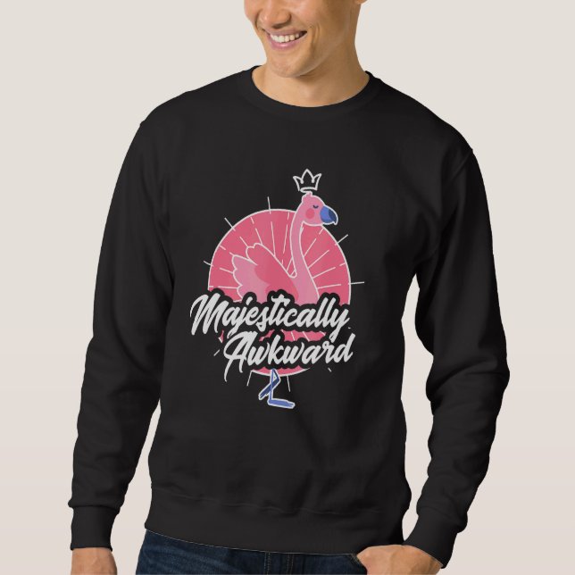 Mantastiskt awkward Flamingo och Quirky Lång Ärmad Tröja (Framsida)