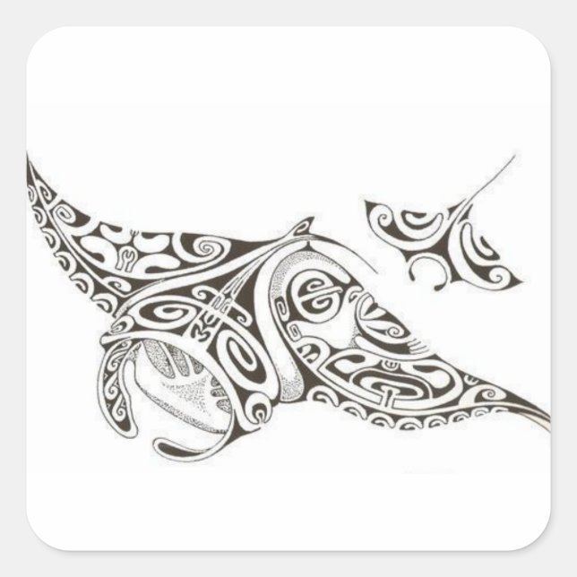 mantastrålar fyrkantigt klistermärke (Framsida)