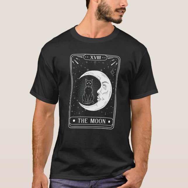 Måntavla Halvmåne Och Katt Grafik T Shirt (Framsida)