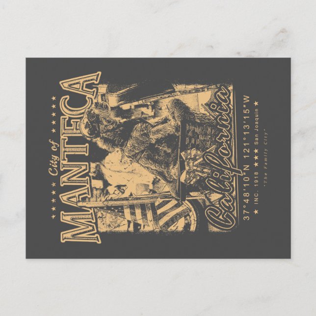 MANTECA KALIFORNIEN - EJ GLÖMD MINNESDAG VYKORT (Framsida)
