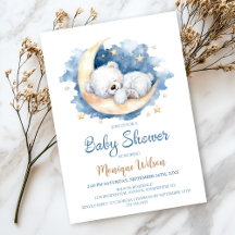 Månteddybjörn Bebis Shower Inbjudan