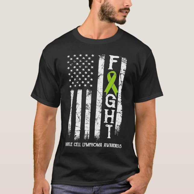 Mantelcellslymfomkrigare US Flagga T Shirt (Framsida)