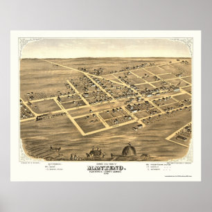 Manteno panorama- karta för IL - 1869 Poster