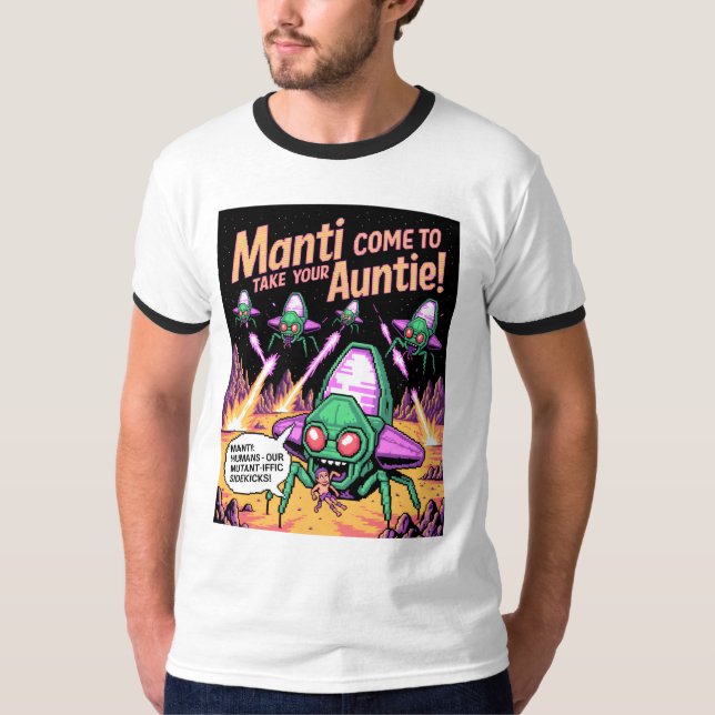Manti Aliens kidnappningsfest! Defender Arkad '81 T Shirt (Framsida)