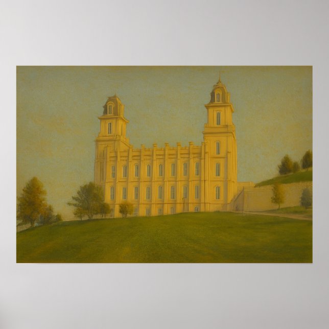 Manti Utah Tempel Målning™ LDS Väggkonst Poster (Framsidan)