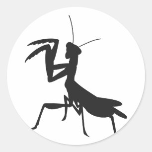 Mantis i silhuett - Välj bakgrund färg Runt Klistermärke