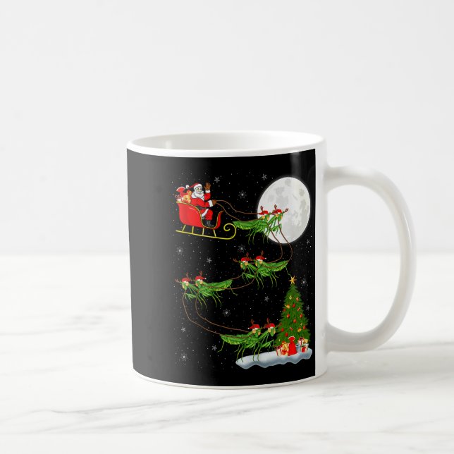 Mantis Insect Santa Sleigh Flying Funny Magical Ch Kaffemugg (Höger)