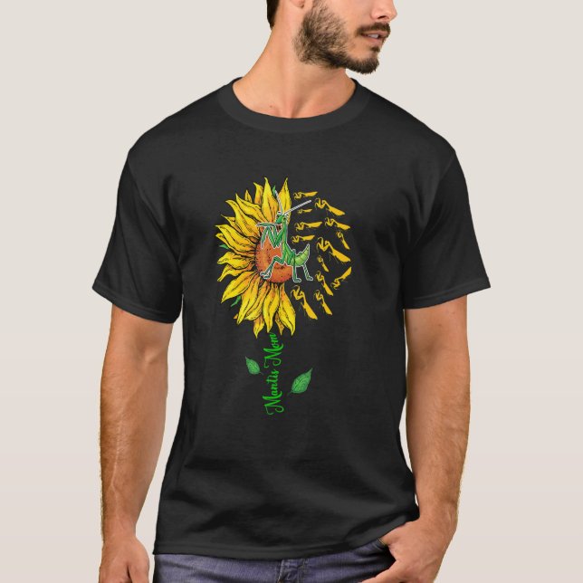 Mantis Mamma Cute Sunblomma Mantiss Insekt Älskare T Shirt (Framsida)