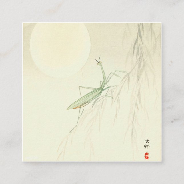 Mantis och Ohara Koson hel moon Fyrkantigt Visitkort (Framsida)
