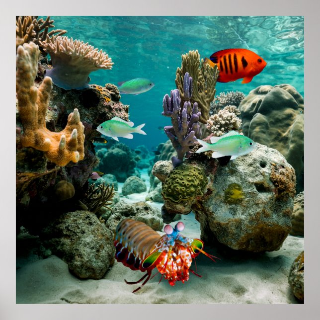 Mantis Shrimp Angelfish Saltwater Reef Fish Poster (Framsidan)