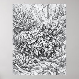 Mantis Shrimp Coral Geometry Art Poster
