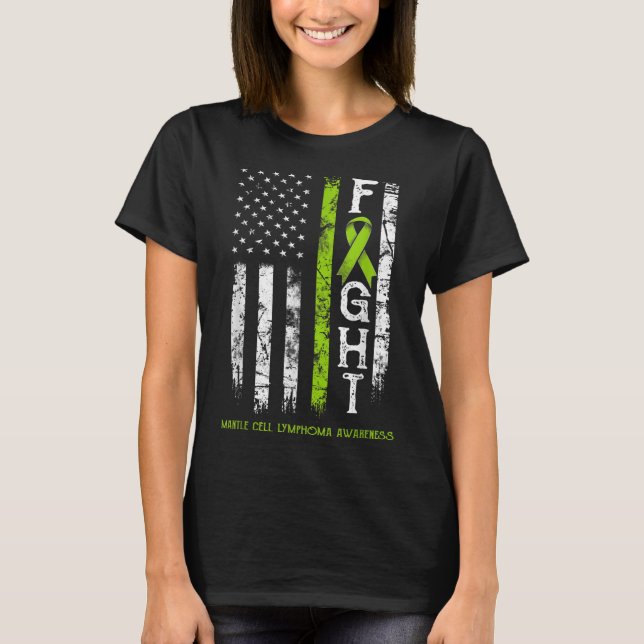 Mantle Cell Lymphoma Warrior US Flagga T Shirt (Framsida)