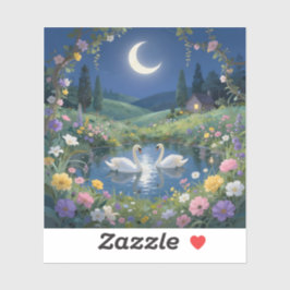 Måntlig serenad - Fyrkantig vinyl Klistermärken