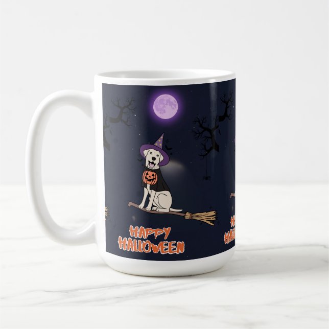 Måntlig Valp – Halloween Hund i Häxhatt Kaffemugg (Vänster)