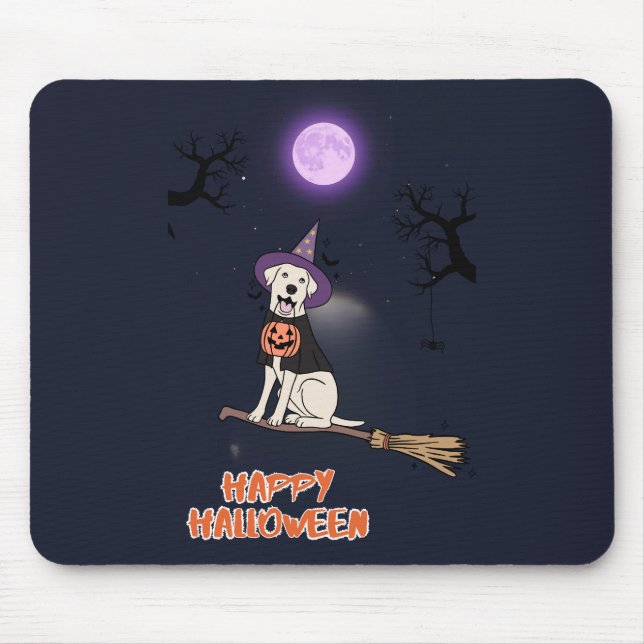 Måntlig Valp – Halloween Hund i Häxhatt Musmatta (Framsidan)