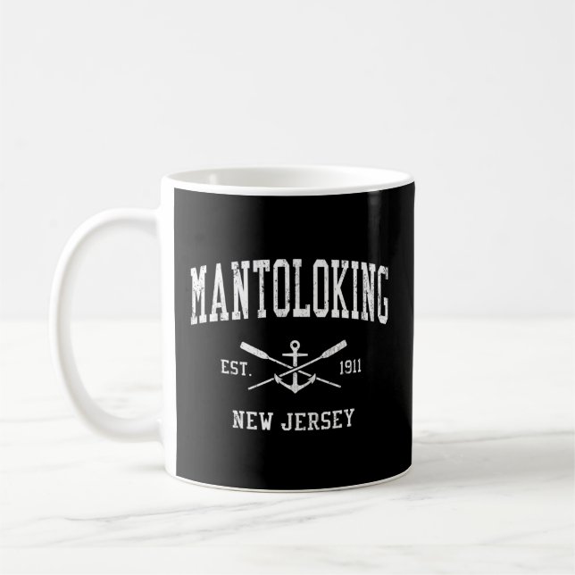 Mantoloking Nj Crossed Oars Boat Anchor Sports Kaffemugg (Vänster)