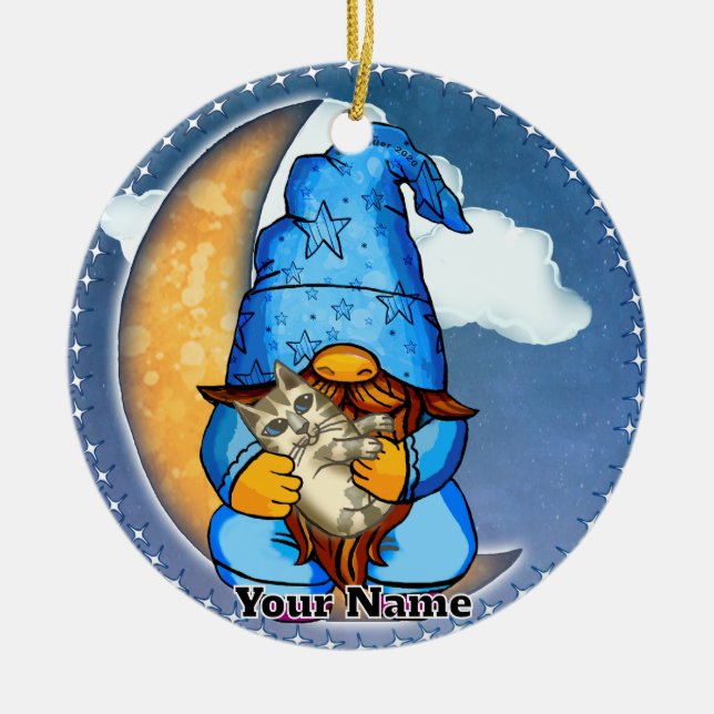 Måntomte Julgransprydnad Keramik (Framsidan)