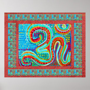 MANTRA: Om 108 gånger Heligans röda bakgrund Poster