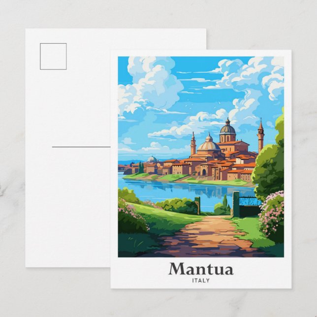 Mantua Italien Travel Potrait Illustration Vykort (Fram/baksida)