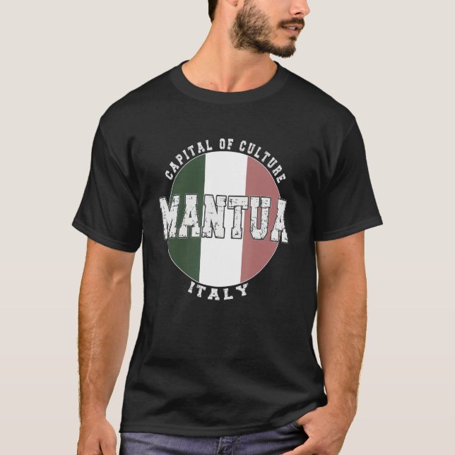 Mantua Italy, Vintage Italian flag T Shirt (Framsida)