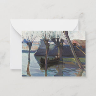 Mantua-Landskap med Boats av Mario Lomini Anteckningskort