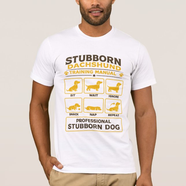 Manual för envis dackelträning Retro hundkonst T Shirt (Framsida)