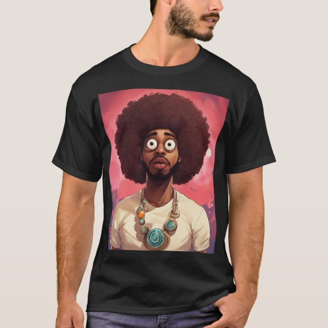 MANUAL TRENDING CURLY HAIR GUYS TRINTED T-SHIR T SHIRT (Framsida)