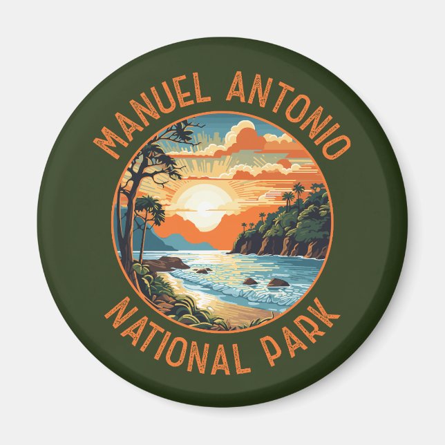Manuel Antonio National Park Retro Distress Magnet (Framsidan)
