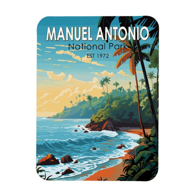 Manuel Antonio National Park Travel Art Vintage Magnet (Vertikal)