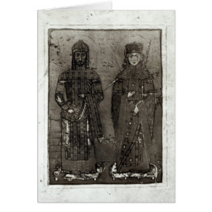 Manuel I Comnenus och Empress Maria of Antioch Hälsningskort