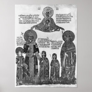Manuel Palaeologus som skyddas av jungfruliga Mary Poster