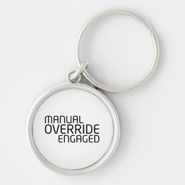 Manuell Åsidosättning Engagerad Minimalistisk Typo Rund Silverfärgad Nyckelring (Framsidan)