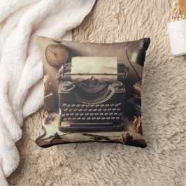 Manuell Vintage Antique Typewriter Brown Sepia Kudde