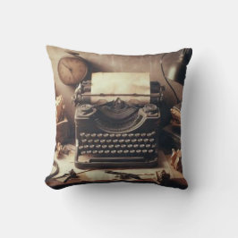 Manuell Vintage Antique Typewriter Brown Sepia Kudde