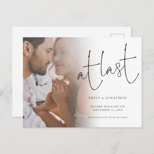 Manus At Last Foto Förlovningskungörelse Vykort (Fram/baksida)