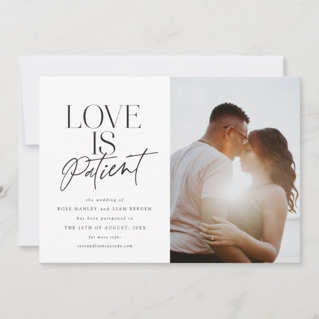 Manus Bröllop Uppskjutet Ändra Datum Meddelande (Framsida)