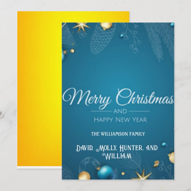 Manus Glad Jul BLue  Julkort Inbjudningar (Fram/baksida)