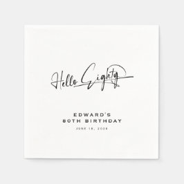 Manus Hej Åttio Minimalistisk 80-årsdag Pappersservett