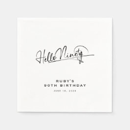 Manus Hello Ninety Minimalist 90-årsdag Pappersservett