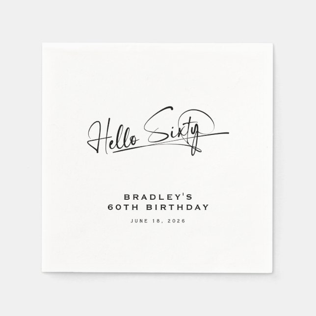 Manus Hello Sixty Minimalist 60-årsfirande Pappersservett (Framsidan)