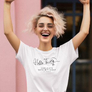 Manus Hello Trettio Minimalist 30-årsdag T Shirt