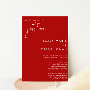 Manus Just Love Red Intimate Wedding Domstolshus Inbjudningar
