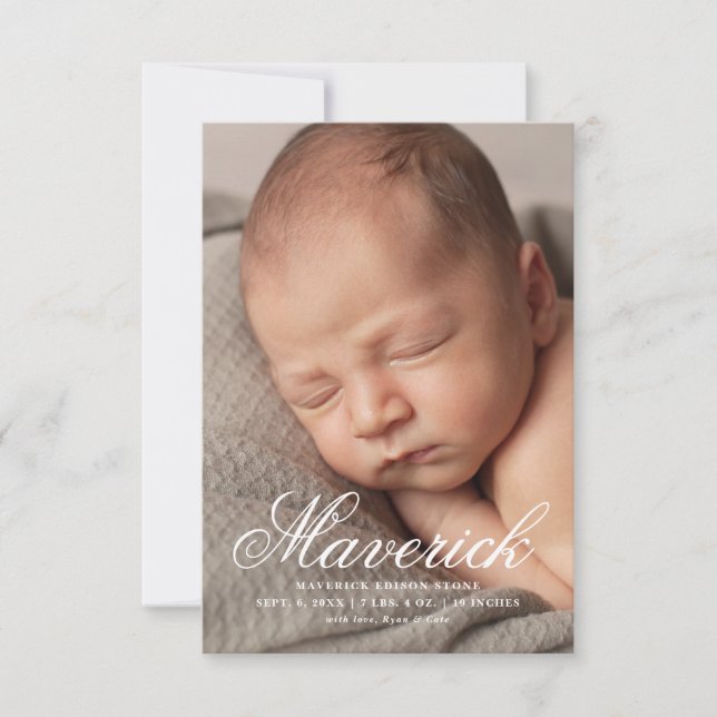 Manus namn tre foto modern födelse meddelande (Framsida)